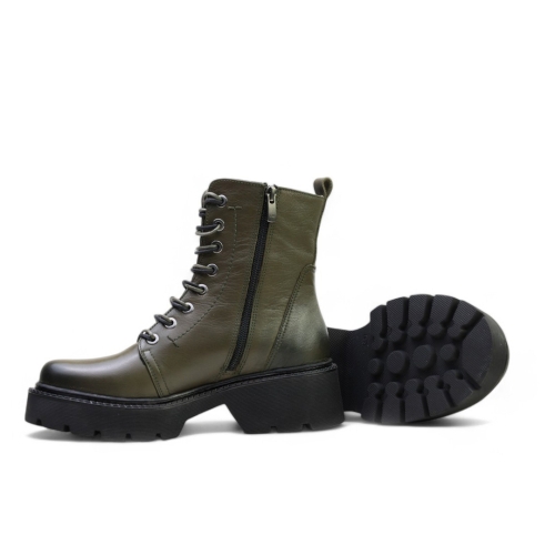 Дамски ежедневни боти от естествена кожа зелени 240010