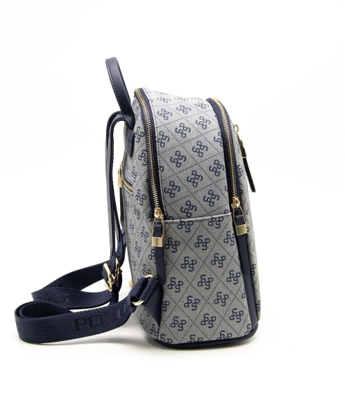 Дамска раница тъмно синя 901 M178 SP Print Silver&Polo