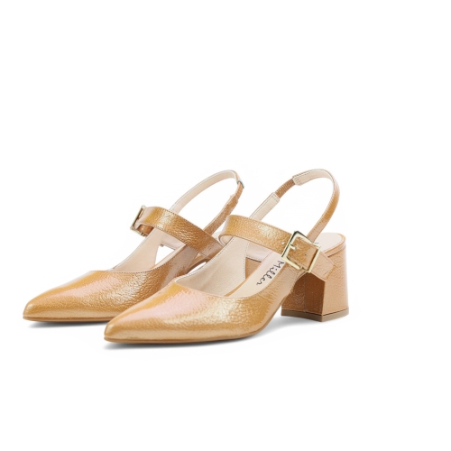 Дамски елегантни обувки от естествен лак камел 6745F H-1027 Patricia Miller