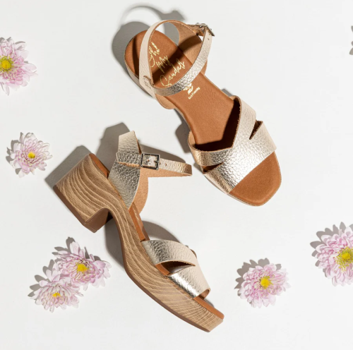 Дамски ежедневни сандали от естествена кожа в злато 5625 Oh My Sandals