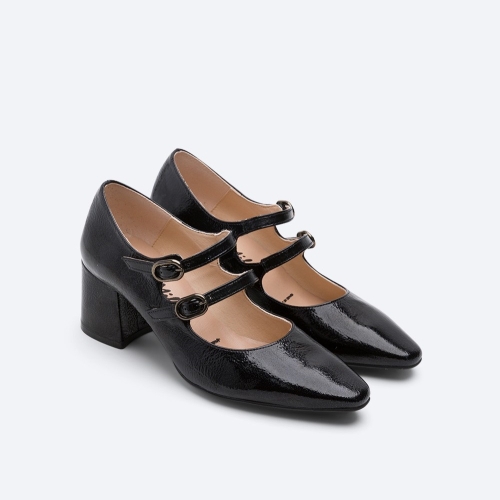 Дамски елегантни обувки от естествен лак черни 6451-49438 Patricia Miller