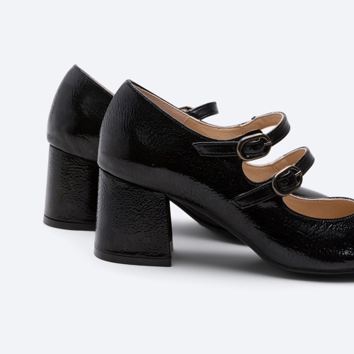 Дамски елегантни обувки от естествен лак черни 6451-49438 Patricia Miller