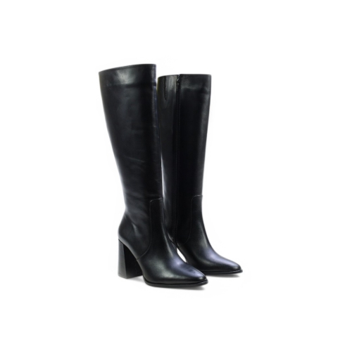 Дамски елегантни ботуши от естествена кожа черни 013204-03