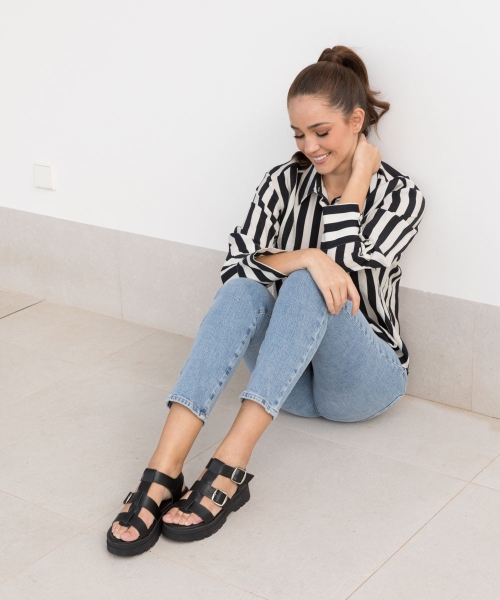 Дамски ежедневни сандали от естествена кожа черни 6536NN H-52924 Patricia Miller