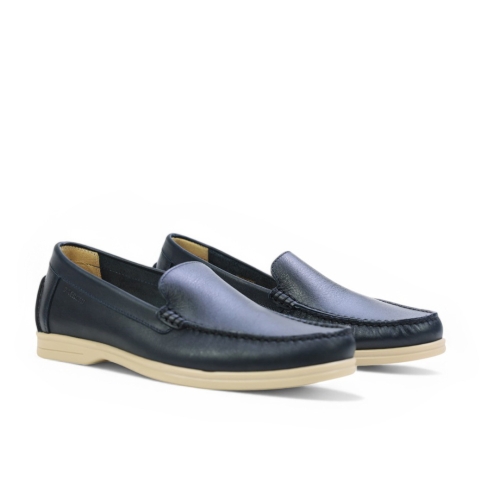 Мъжки мокасини от естествена кожа тъмно сини 5510 Baerchi