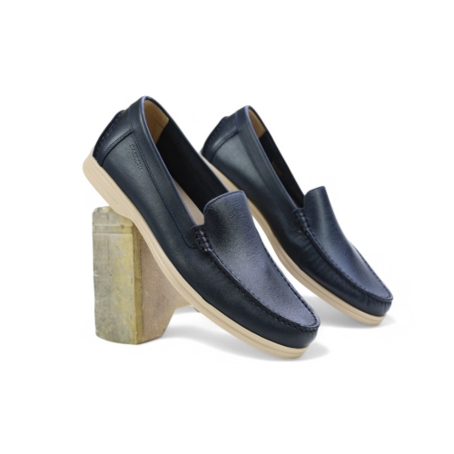 Мъжки мокасини от естествена кожа тъмно сини 5510 Baerchi