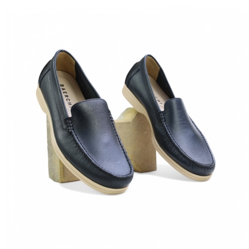 Мъжки мокасини от естествена кожа тъмно сини 5510 Baerchi