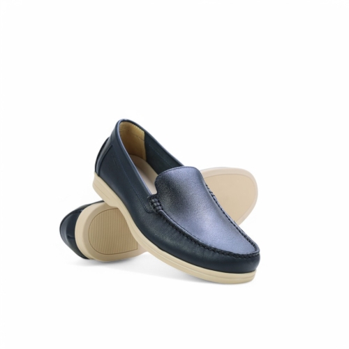 Мъжки мокасини от естествена кожа тъмно сини 5510 Baerchi