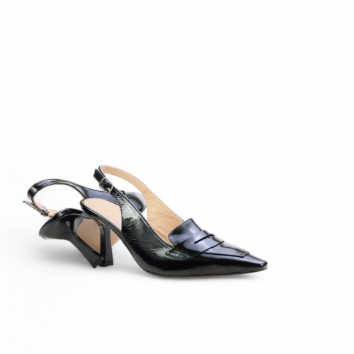 Дамски елегантни обувки от естествен лак черни 141419