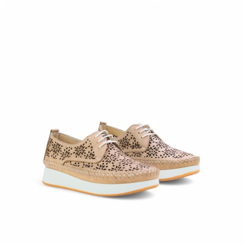 Дамски ежедневни обувки от естествена кожа бежови 607 L-704