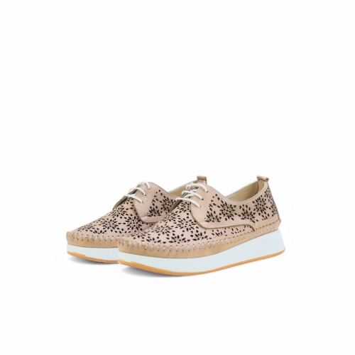 Дамски ежедневни обувки от естествена кожа бежови 607 L-704