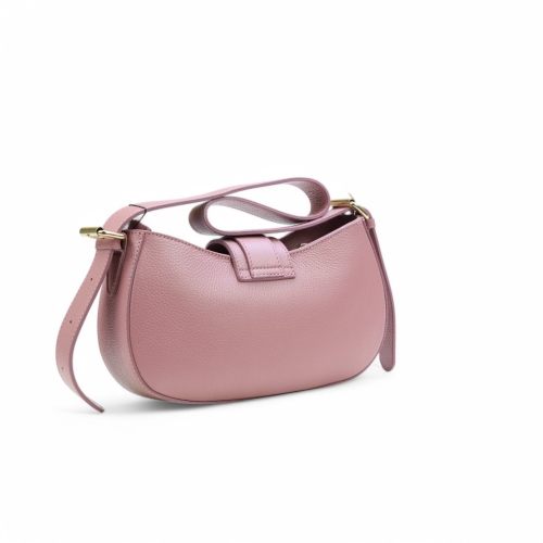 Дамска елегантна чанта от естествена кожа тъмно розова 242020-1