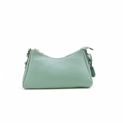 Дамска елегантна чанта от естествена кожа зелена 250120-1