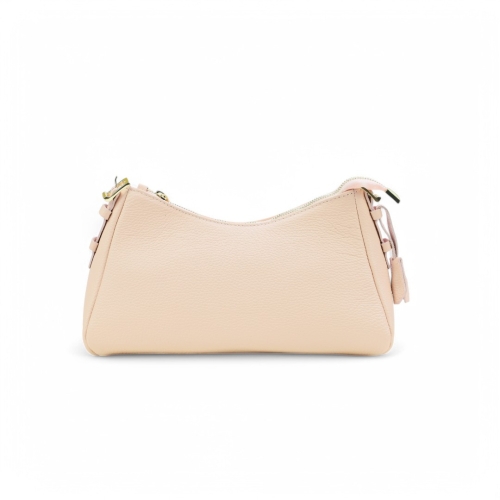 Дамска елегантна чанта от естествена кожа пудра 250120-1