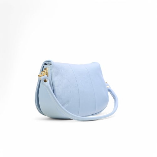 Дамска ежедневна чанта от естествена кожа светло синя 25522-1