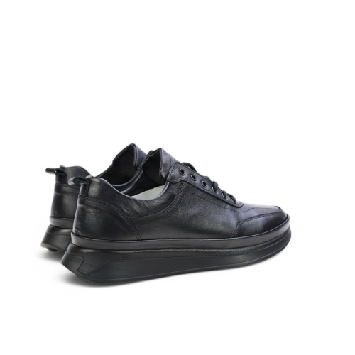 Мъжки спортни обувки от естествена кожа черни D-806