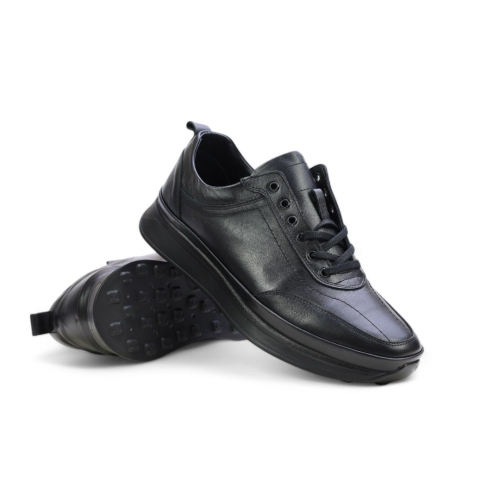 Мъжки спортни обувки от естествена кожа черни D-806