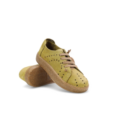 Дамски спортни обувки от естествена кожа светло зелени 151062