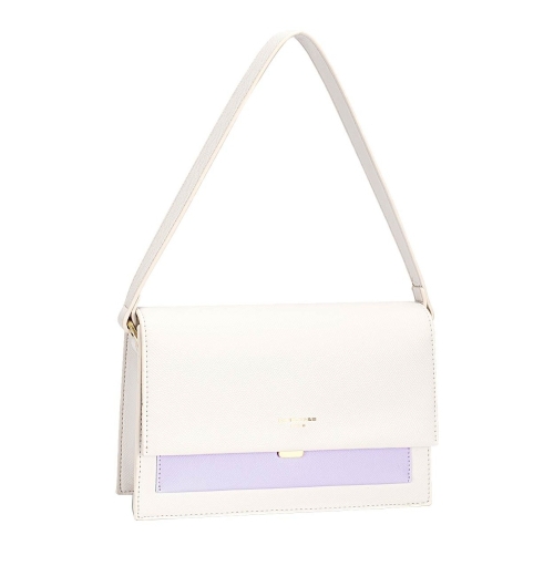 Дамска чанта през рамо в бежово и лилаво CM5659H David Jones