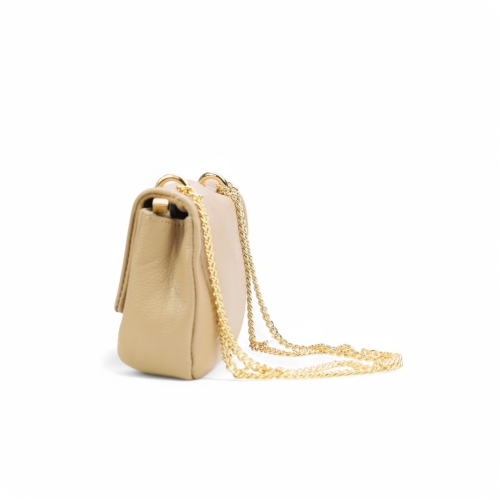 Дамска чанта през рамо от естествена кожа тауп 241813-1