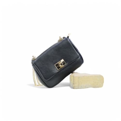 Дамска чанта през рамо от естествена кожа черна 241813-1