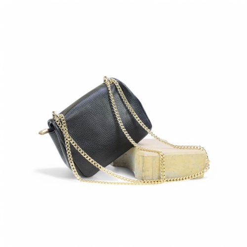 Дамска чанта през рамо от естествена кожа черна 241813-1