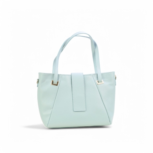 Дамска ежедневна чанта от естествена кожа светло синя 256724-1