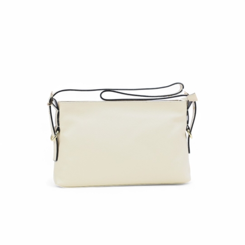 Дамска чанта през рамо от естествена кожа бежова 253721-1