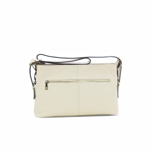 Дамска чанта през рамо от естествена кожа бежова 253721-1