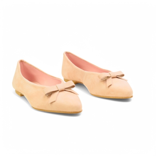 Дамски равни обувки от естествен велур пудра 719