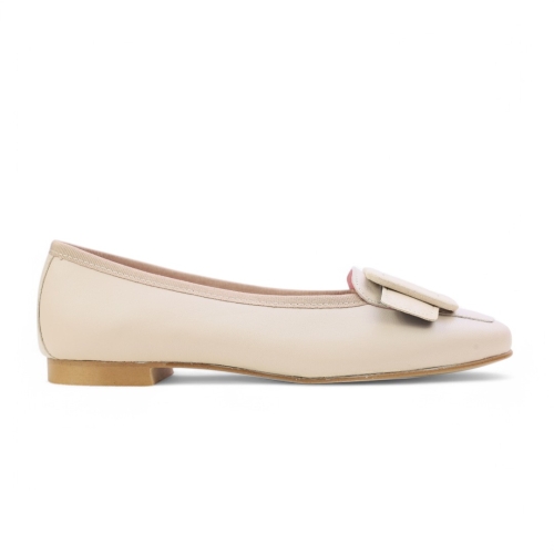 Дамски равни обувки от естествена кожа бежови LOGAN