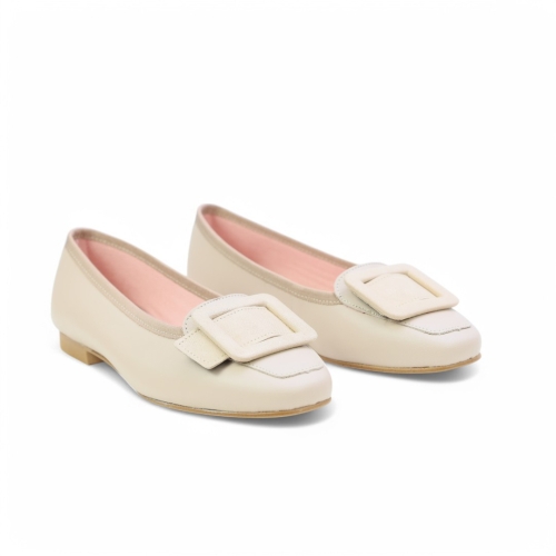 Дамски равни обувки от естествена кожа бежови LOGAN