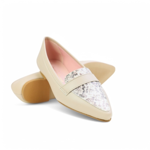 Дамски мокасини от естествена кожа в бежово и цветове 545-102