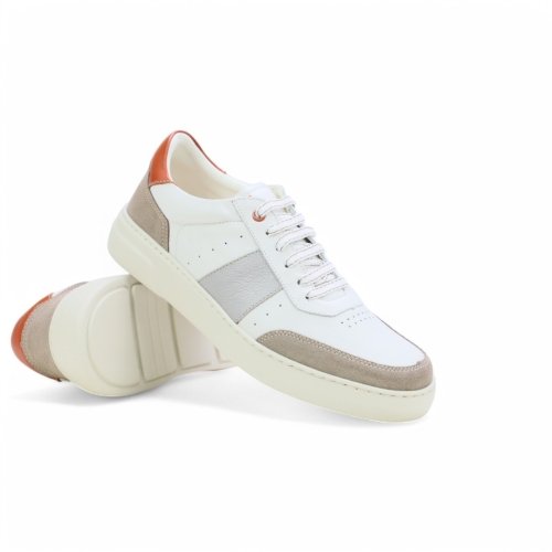 Мъжки спортни обувки от естествена кожа в бяло и сиво 3680 Baerchi