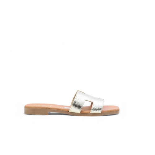 Дамски ежедневни чехли от естествена кожа в злато 5566 Oh My Sandals