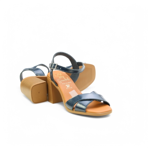 Дамски ежедневни сандали от естествена кожа сини 5620 Oh My Sandals