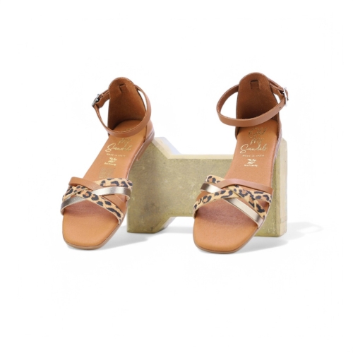 Дамски ежедневни сандали от естествена кожа в кафяво 5554 Oh My Sandals