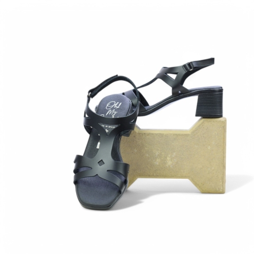 Дамски ежедневни сандали от естествена кожа черни 5615 Oh My Sandals