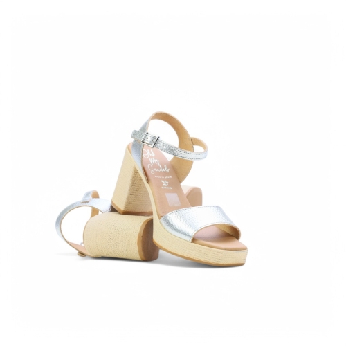 Дамски ежедневни сандали от естествена кожа в сребро 5732 Oh My Sandals