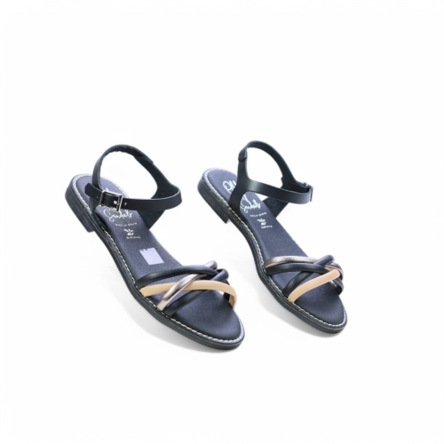 Дамски ежедневни сандали от естествена кожа черни 5574 Oh My Sandals