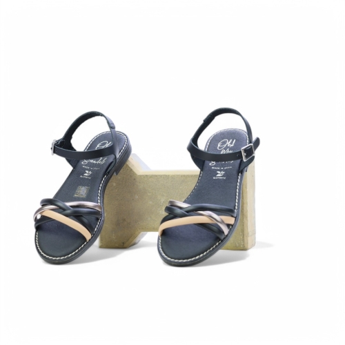 Дамски ежедневни сандали от естествена кожа черни 5574 Oh My Sandals