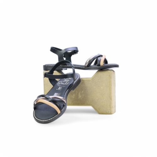 Дамски ежедневни сандали от естествена кожа черни 5574 Oh My Sandals