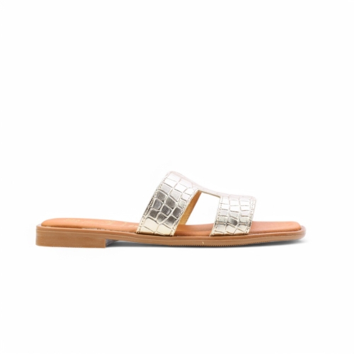 Дамски ежедневни чехли от естествена кожа злато 5580 Oh My Sandals