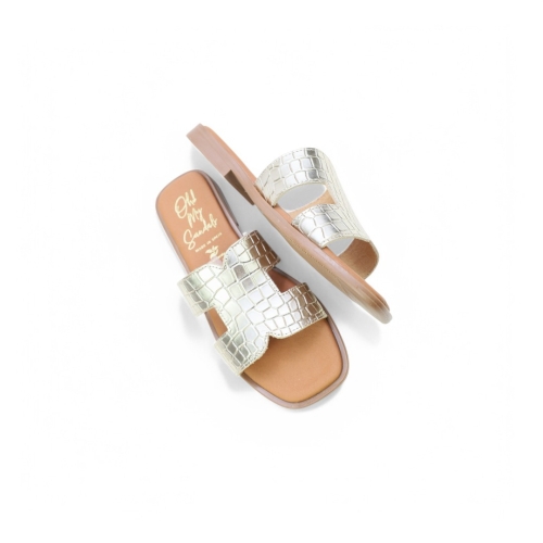 Дамски ежедневни чехли от естествена кожа злато 5580 Oh My Sandals