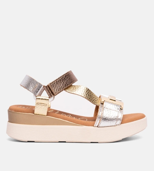 Дамски ежедневни сандали от естествена кожа в сребро 5671 Oh My Sandals