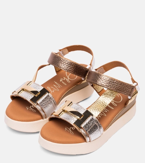 Дамски ежедневни сандали от естествена кожа в сребро 5671 Oh My Sandals