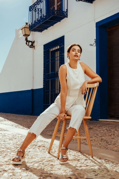 Дамски ежедневни сандали от естествена кожа в сребро 5671 Oh My Sandals