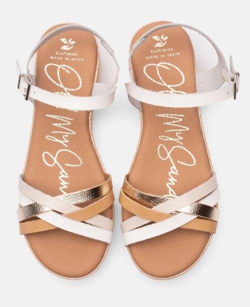 Дамски ежедневни сандали от естествена кожа в бяло 5690 Oh My Sandals