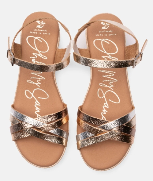 Дамски ежедневни сандали от естествена кожа в злато 5690 Oh My Sandals