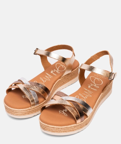 Дамски ежедневни сандали от естествена кожа в злато 5690 Oh My Sandals